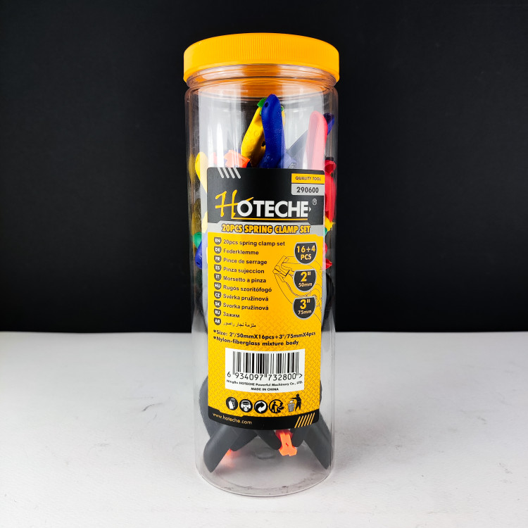 ست گیره فنری - 20 عددی - بدنه پلاستیک فایبرگلاس مخصوص کار تعمیراتی - برند اصلی Hoteche هوتچ (290600)