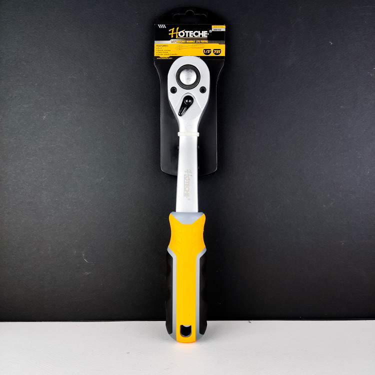 آچار جغجغه ای 1.2 - فشار قوی - دندانه ریز - دسته ارگانیک و حرفه ای - روکش دسته پی وی سی دو رنگ - برند اصلی Hoteche هوتچ (200103)