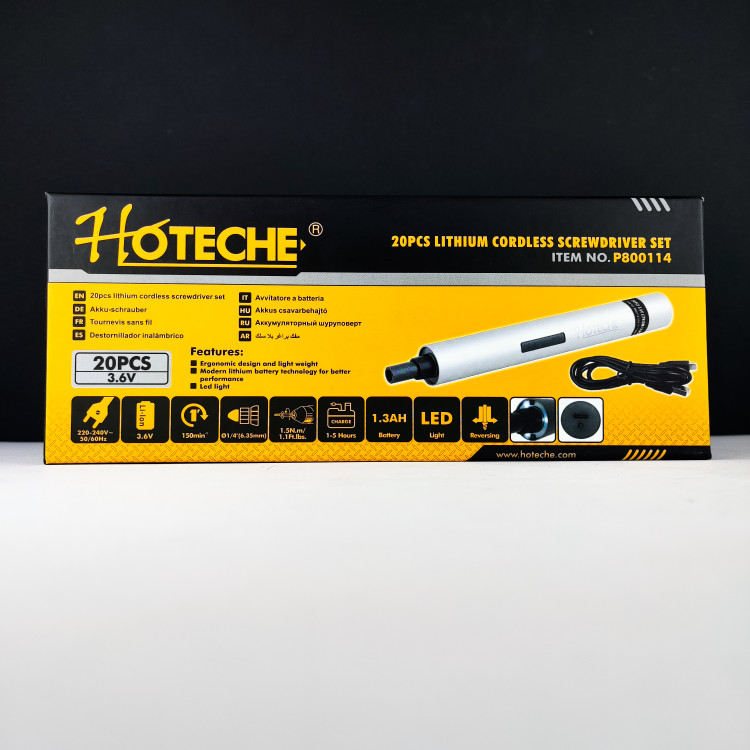پیچ گوشتی شارژی - باطری 3.6 ولت - ست 20 عددی (هوتچ)(Hoteche)(800114)