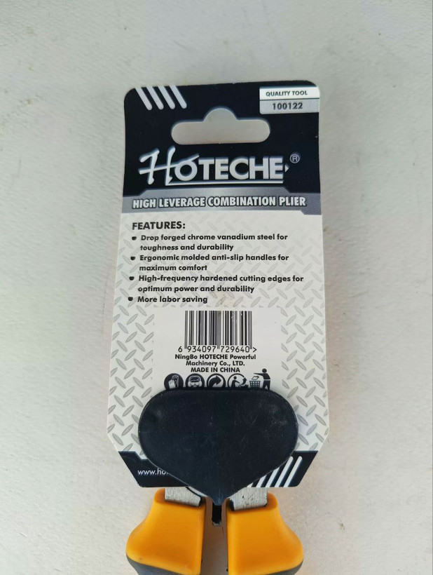 انبر دست فولادی حرارت دیده * 7 * اینچ ضد زنگ و ضد سایش فوق حرفه ای و صنعتی - برند اصلی Hoteche هوتچ (100122)