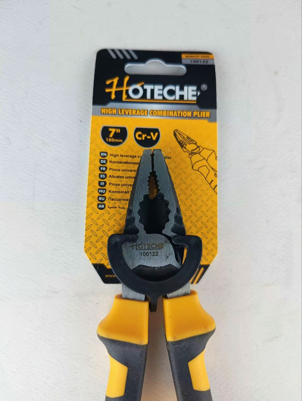 انبر دست فولادی حرارت دیده * 7 * اینچ ضد زنگ و ضد سایش فوق حرفه ای و صنعتی - برند اصلی Hoteche هوتچ (100122)