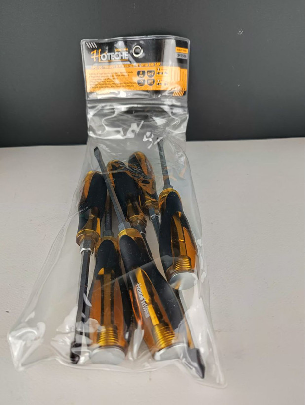 مجموعه 6 عددی پیچ گوشتی ضربه خور فولادی نوک حرارت خورده چهارسو و دوسو 0(تخت) - برند اصلی Hoteche هوتچ (241506)