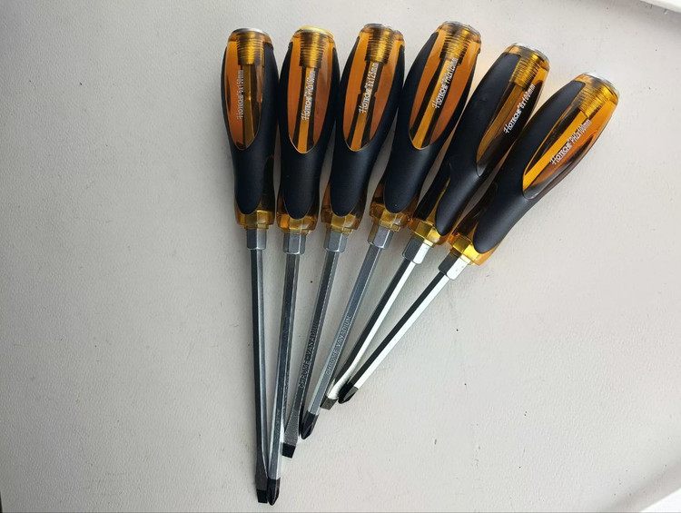 مجموعه 6 عددی پیچ گوشتی ضربه خور فولادی نوک حرارت خورده چهارسو و دوسو 0(تخت) - برند اصلی Hoteche هوتچ (241506)