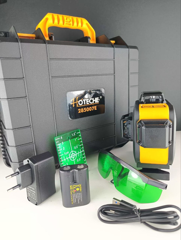 تراز لیزری 12 خط سه بعدی 3D نور سبز - ضد آب - خود تراز - برند اصلی Hoteche هوتچ (285007)