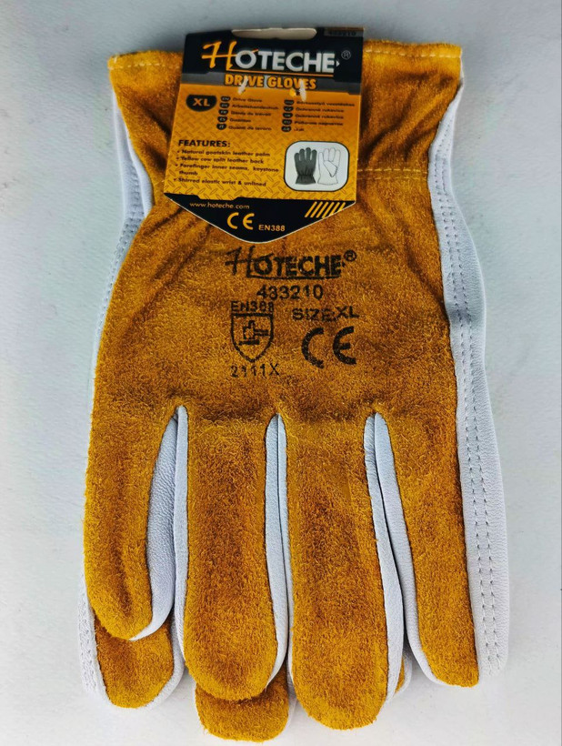 دستکش کار و جوشکاری چرم و پوست بز درایو- تک سایز XL - برند اصلی Hoteche هوتچ (433210)