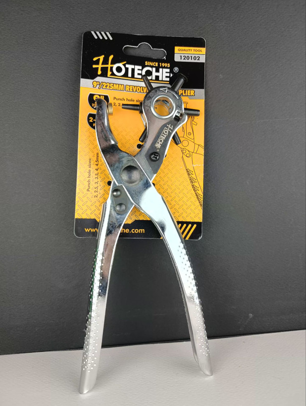 انبر پانچ گردان دسته استیل 9 اینچی با پانچ های فولادی - برند اصلی Hoteche هوتچ (120102)